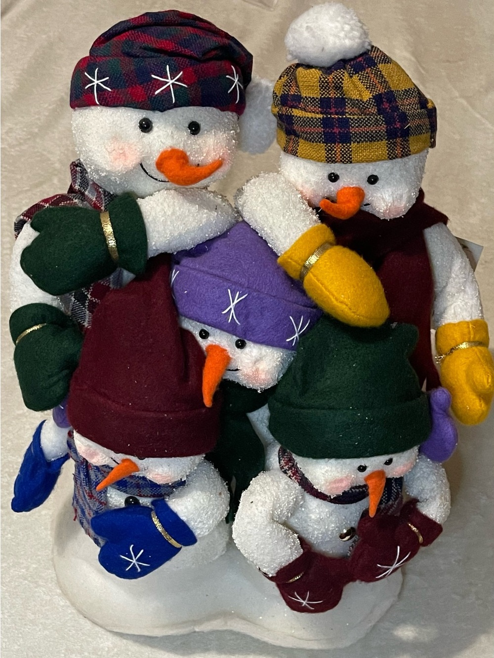 Vintage 2000 Trendmasters Inc 13" Spun Cotton Christmas Snowman Family of 5